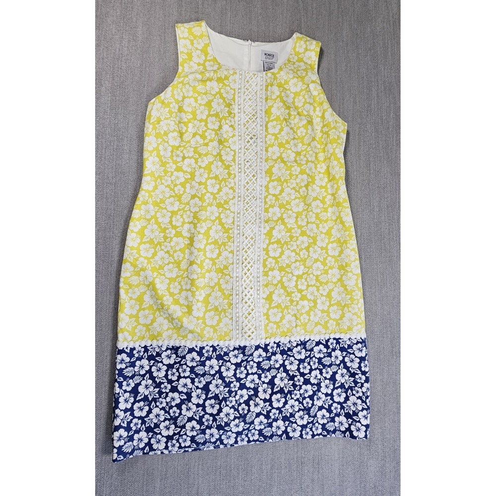 Monroe & Main Dress Women's Size 16 Blue Green And White Round Neck‎ Sleeveless